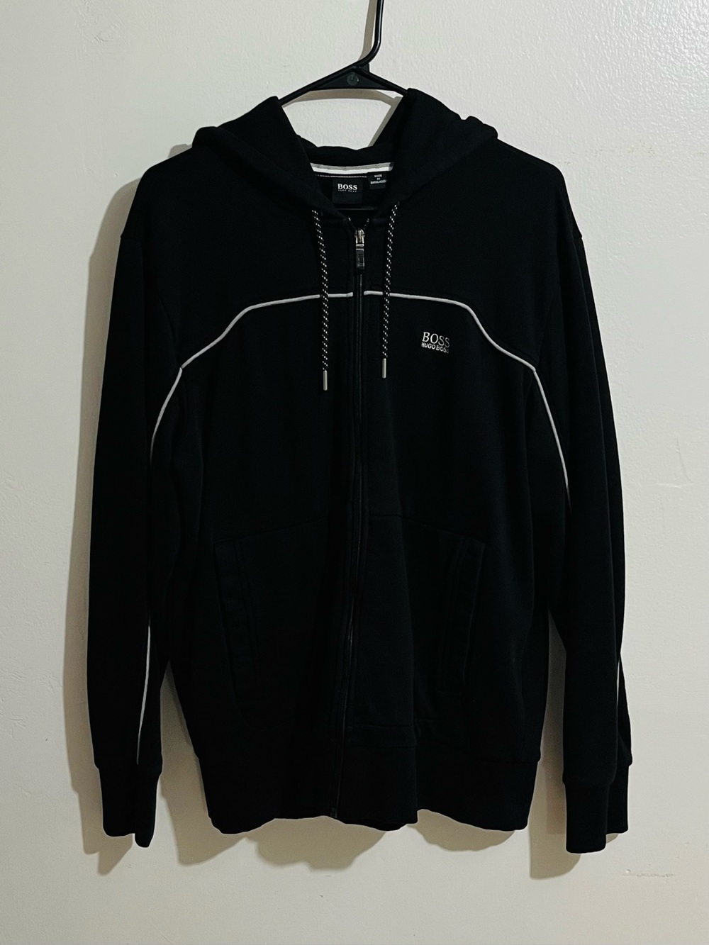 BOSS by Hugo Boss Men's Black Full Zip Up Cotton Hoodie Size XL